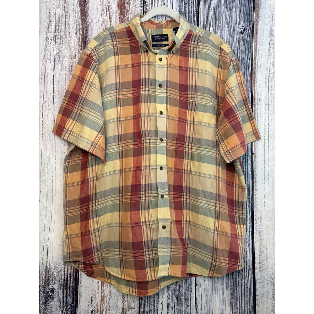 Men's Roundtree & Yorke Short Sleeve Button Down Shirt XL